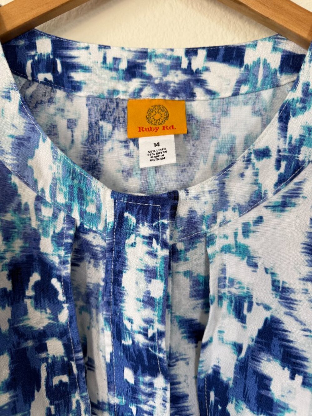 Ruby Rd Blue Linen Blend Coastal Lightweight Jacket Size 14 -Spring-Summer Layer - Picture 4 of 11